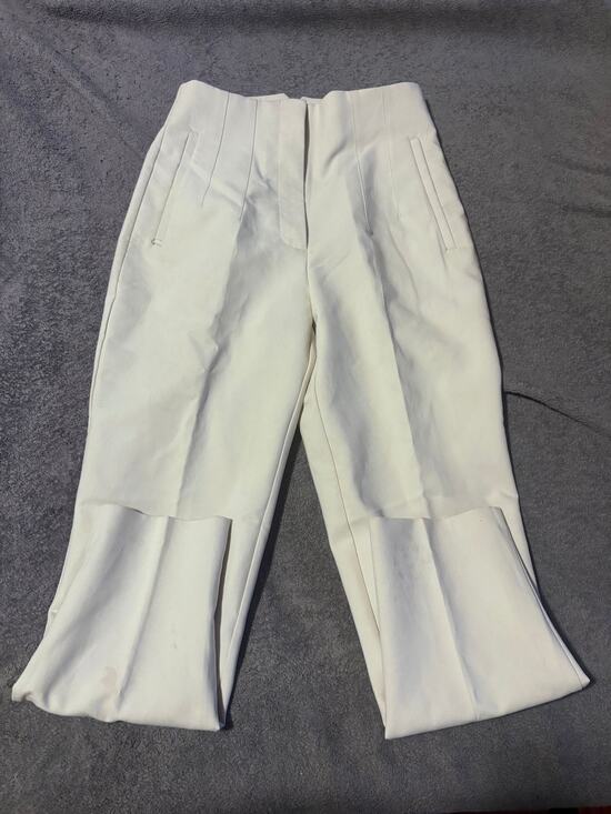 Zara Pants - Zara Pants Womens S High Rise Pleated Cuffed Cropped Dress Trousers White